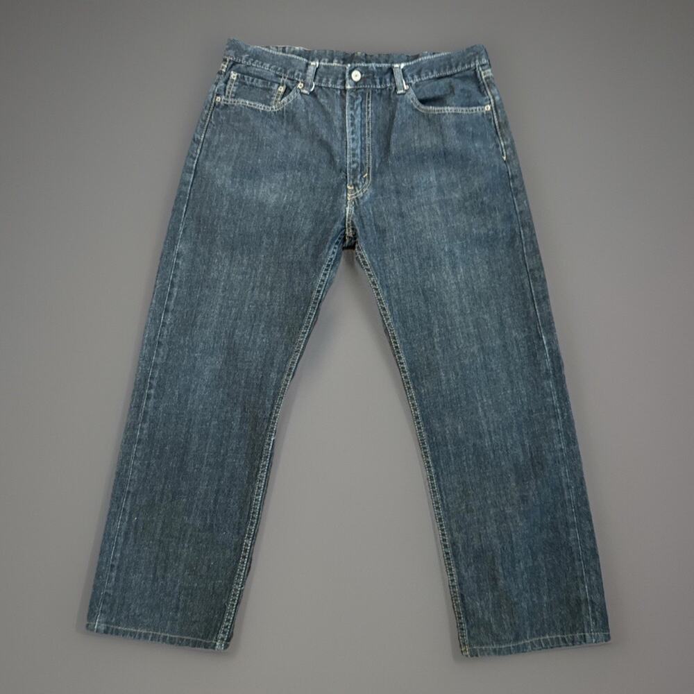 Levis 505 Jeans Mens 38x30 Blue Straight Leg Dark Wash Jeans Y2K